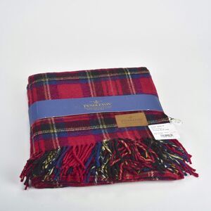 Vtg Pendleton Highland Motor Robe Wool Stadium Blanket Red Tartan Plaid Fringe